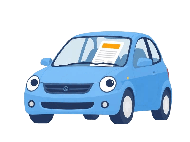 Stylised car with a parking ticket on the windshield